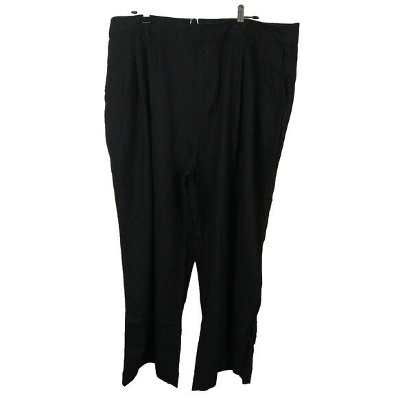 Gap Woman 20 Pants Black Wide Leg Pleated Linen Blend Lagenlook Boho Chic - Picture 1 of 10